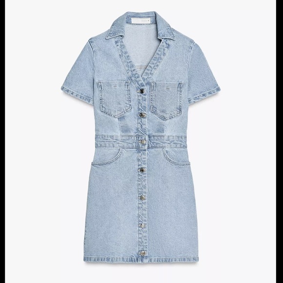 Zara Light Blue Denim Mini Dress - Picture 3 of 8